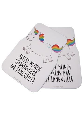 Mr. & Mrs. Panda Auto-Fußmatte Einhorn Happy mit Spruch in Weiß