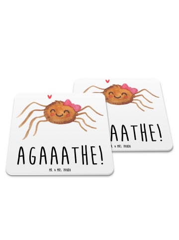 Mr. & Mrs. Panda Coaster Spinne Agathe Freude mit Spruch in Weiß