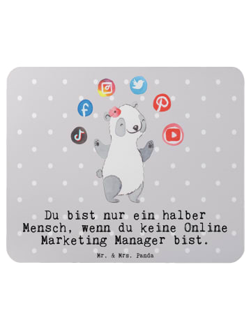 Mr. & Mrs. Panda Mauspad Online Marketing Manager Herz mit Spruch in Grau Pastell
