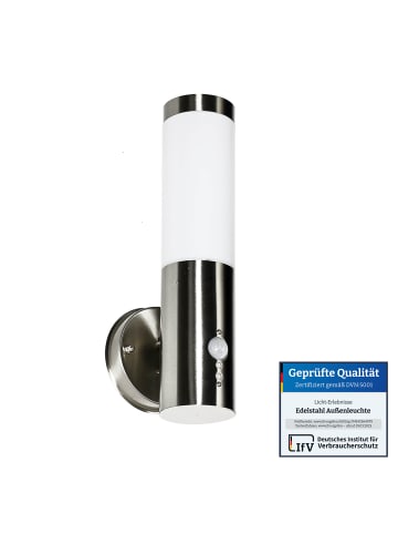 Licht-Erlebnisse Außen Wandlampe Ø 7.5 x (H)34 cm in Silber WeißSilber Weiß