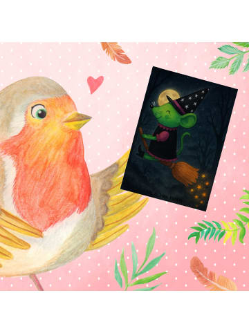 Mr. & Mrs. Panda Grußkarte Hexe Fliegt Design ohne Spruch in Weiß