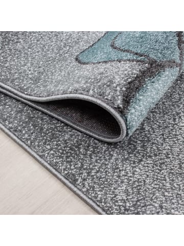 KADIMA DESIGN Kinderteppich Waschbar Bär TASNA Strapazierfähig OEKO-TEX Kinderzimmer in Blau