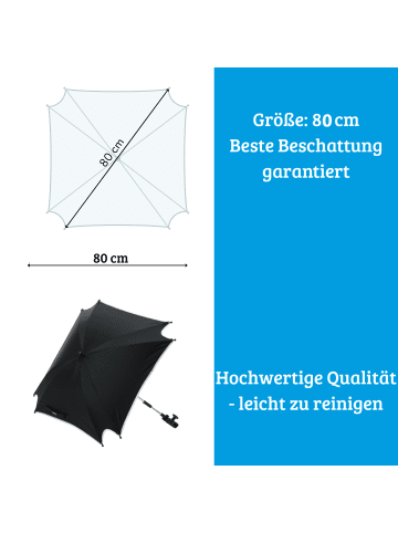 fillikid Sonnenschirm XL Exklusiv Sonnenschutz für Kinderwagen & Buggy in Schwarz