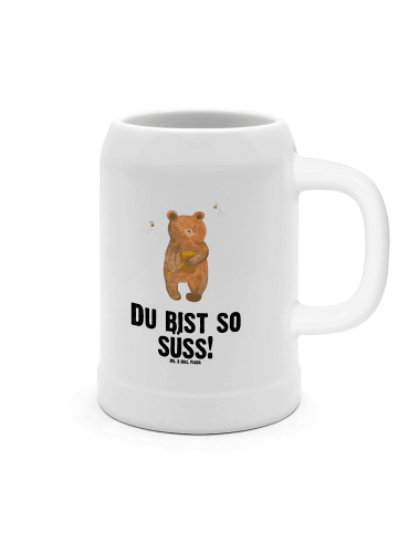 Mr. & Mrs. Panda Steinkrug Bär Honig mit Spruch in Weiß