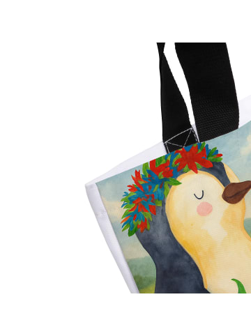 Mr. & Mrs. Panda Shopper Pinguin Blumen Design mit Spruch in Weiß