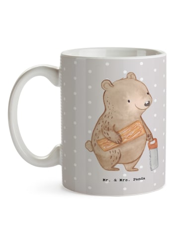 Mr. & Mrs. Panda Tasse Tischler Herz ohne Spruch in Grau Pastell