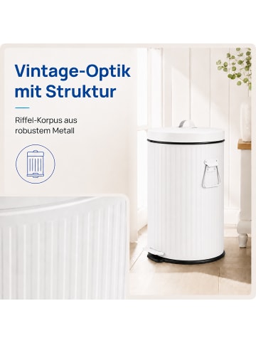relaxdays Mülleimer in Weiß - 20 Liter