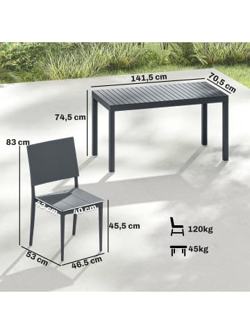 Outsunny Outdoor Essgruppe,141,5L x 70,5B x 74,5H cm,Dunkelgrau