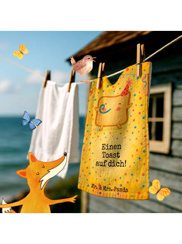Mr. & Mrs. Panda Handtuch Toast Party Design mit Spruch in Weiß