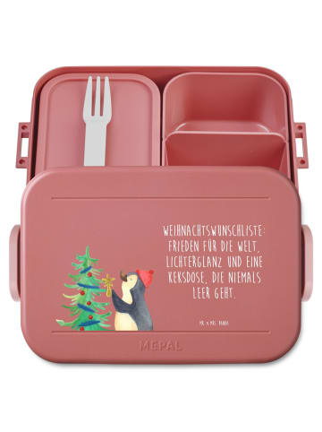 Mr. & Mrs. Panda Lunchbox Pinguin Weihnachtsbaum Motiv mit Spruch in Rot Pastell