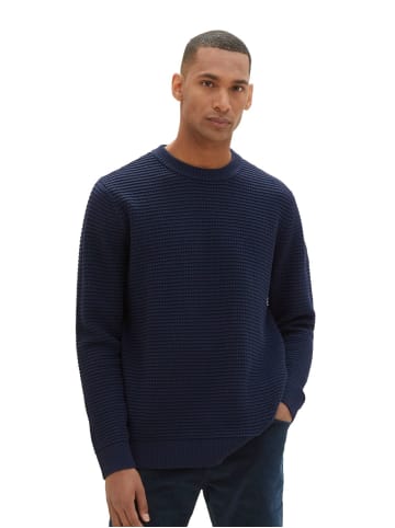 Tom Tailor Pullover STRUCTURED CREWNECK KNIT in Blau