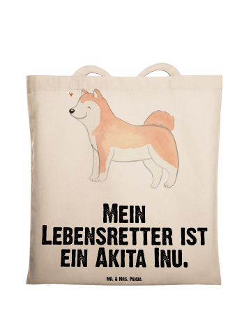 Mr. & Mrs. Panda Tragetasche Akita Inu Lebensretter mit Spruch in Creme