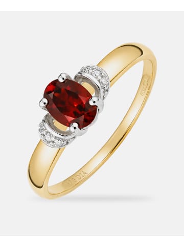 Diamant L'éternel Ring, mit Granat, 375 Gelbgold