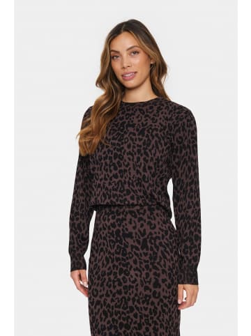 SAINT TROPEZ Strickpullover ZhilaSZ Gerade Passform in Chocolate Brown Leopard