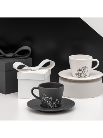 Villeroy & Boch 6er Set Kaffee-Untertassen Manufacture Rock - Mickey Mouse ø 15,4 cm in schwarz