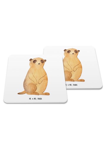 Mr. & Mrs. Panda Untersetzer für Gläser Erdmännchen ohne Spruch in Weiß