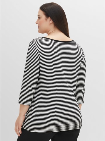 sheego Ringelshirt in schwarz