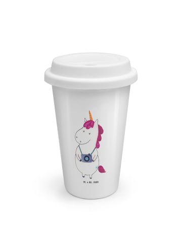 Mr. & Mrs. Panda Kaffeebecher To Go Einhorn Fotograf ohne Spruch in Weiß