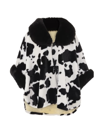 Usha Poncho in Schwarz Wollweiss