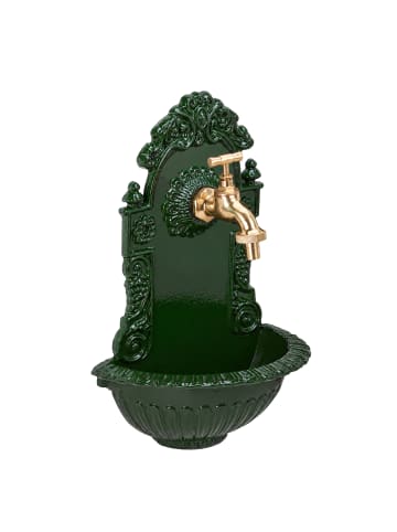 relaxdays Wandbrunnen in Grün - (B)24,5x (H)40 x (T)13 cm