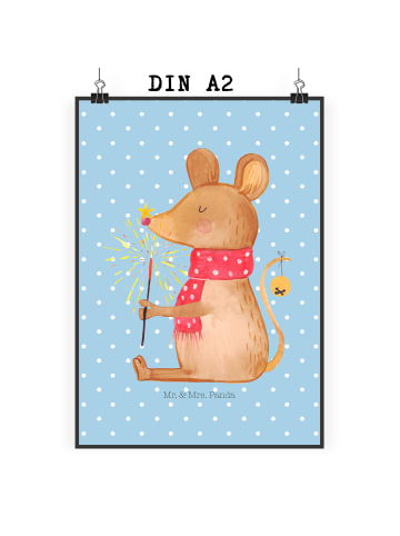 Mr. & Mrs. Panda Bild Maus Weihnachten ohne Spruch in Blau Pastell