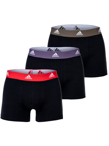 adidas Boxershort 3er Pack in Schwarz/Rot/Braun/Lila