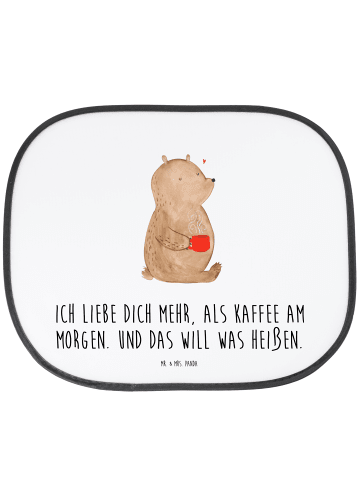 Mr. & Mrs. Panda Sonnenschutznetz Bär Morgenkaffee mit Spruch in Weiß