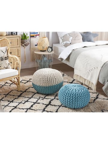 Beliani Pouf CONRAD in Blau - (W) 40 x (H) 25 x (L) 40 cm