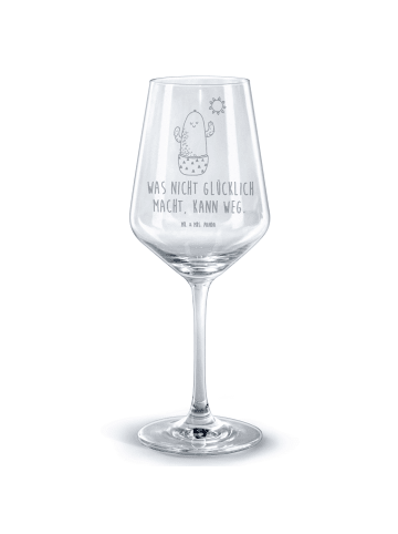 Mr. & Mrs. Panda Weinglas Kaktus Sonne mit Spruch in Transparent