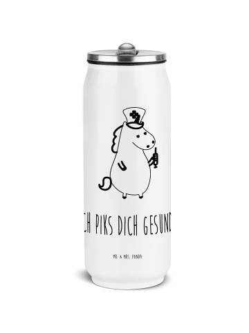 Mr. & Mrs. Panda Trinkflasche Einhorn Krankenschwester mit Spruch in Weiß