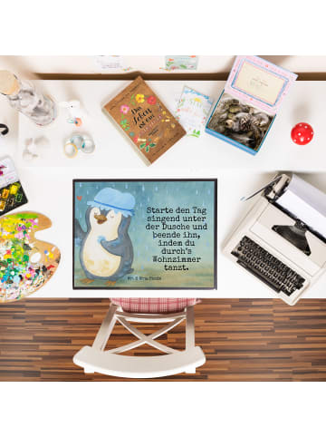 Mr. & Mrs. Panda Schreibunterlage Pinguin Duschen Design mit Spruch in Weiß