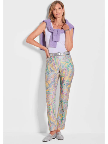 GOLDNER Kurzgröße:  Paisleyhose Elegante Hose LOUISA im Paisley-Muster in flieder / graugrün / gemustert