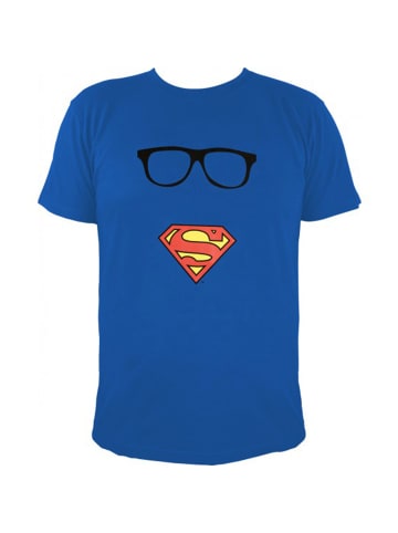 United Labels DC Comics Superman T-Shirt - Logo mit Brille  Rundhalsausschnitt in blau