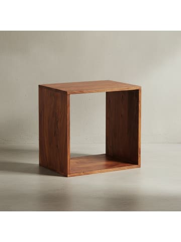 KADIMA DESIGN Cube Regal aus Massivholz, Beistelltisch/Bücherregal, vielseitig in Braun