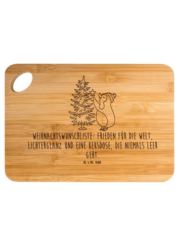 Mr. & Mrs. Panda Schneidebrett Pinguin Weihnachtsbaum mit Spruch in Braun