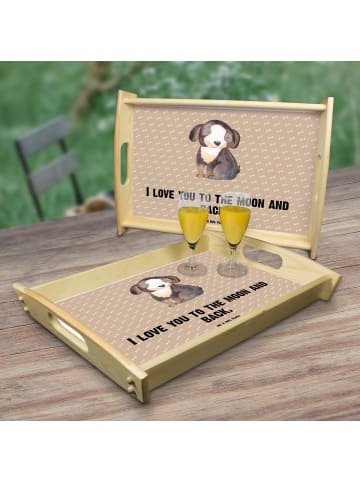 Mr. & Mrs. Panda Holztablett Hund Entspannen mit Spruch in Hundeglück