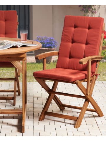Beliani 2er-Set Gartenstuhl MAUI PREMIUM in Heller Holzfarbton/Rot