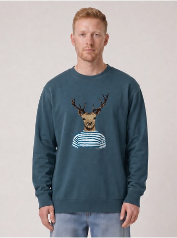 wat? Apparel Sweatshirt Hirsch in Petrol
