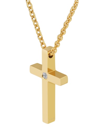 Adeliás Damen Halskette mit Anhänger – Kreuz aus Edelstahl in gold