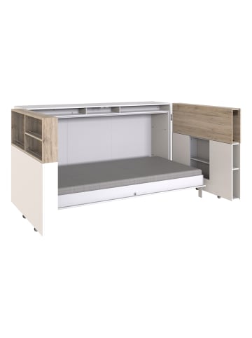 CALICOSY Horizontales Klappbett J01700 in Weiß - (W) 212 x (H) 105 x (L) 43 cm
