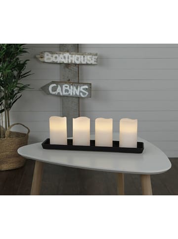 STAR Trading LED Blockkerze May 4er-Set aus Wachs in Weiß