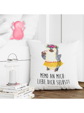 Mr. & Mrs. Panda Kissen 40x40 Pinguin Kokosnuss mit Spruch in Weiß