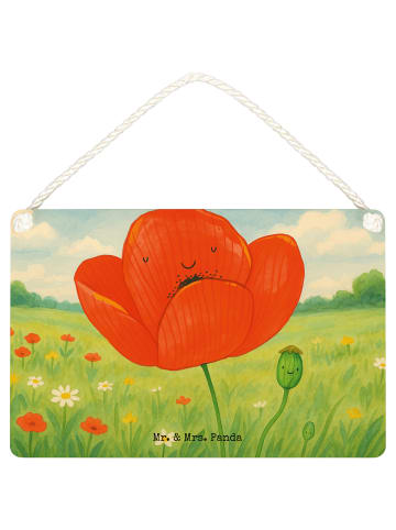 Mr. & Mrs. Panda Schild Blume Mohnblume Design ohne Spruch in Weiß