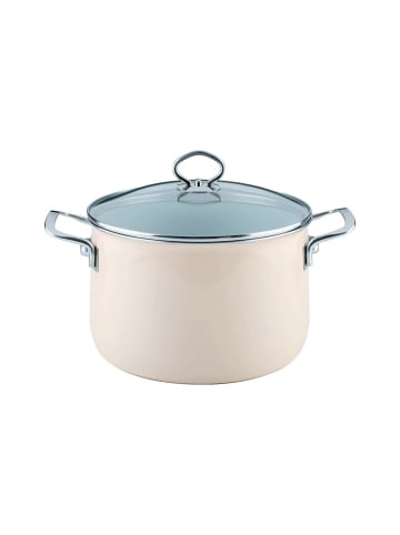 Riess Fleischtopf mit Glasdeckel Emaille Creme Nouvelle Avorio extra stark in Weiß