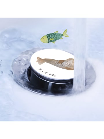 Mr. & Mrs. Panda Waschbecken Abfluss Robbe Lachen ohne Spruch in Weiß