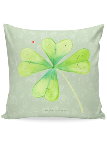 Mr. & Mrs. Panda Dekokissen Blume Kleeblatt ohne Spruch in Blattgrün