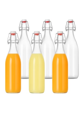 relaxdays 6x Flasche in Transparent - 1 Liter
