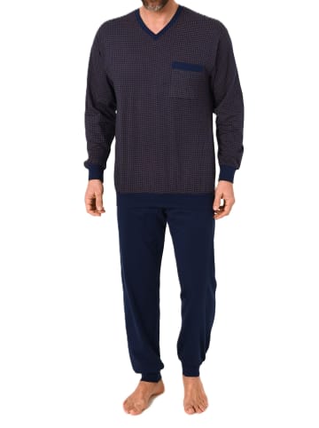 NORMANN Langarm Schlafanzug Pyjama Bündchen in orange