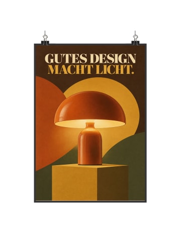 Wandposter Lampe retro Design mit Spruch in Weiß