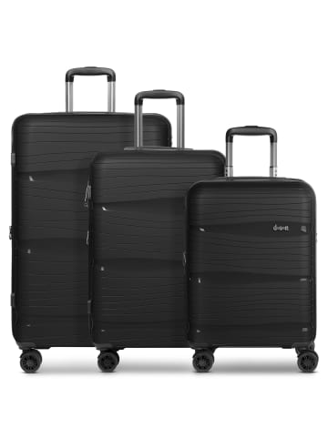 D&N Travel Line 4300-Plus 4 Rollen Kofferset 3-teilig mit Dehnfalte in black